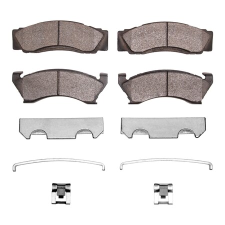 Dynamic Friction Co 5000 Advanced Brake Pads - Semi Metallic and Hardware Kit, Long Pad Wear, Front 1551-0102-01
